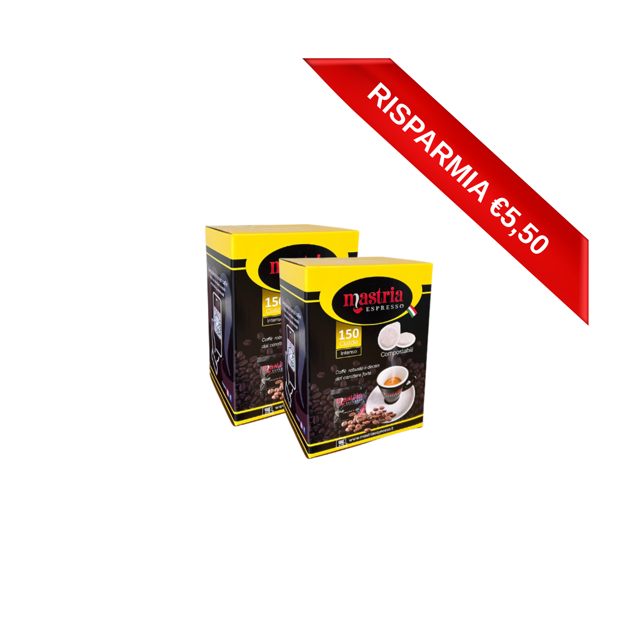 300 Cialde compostabili - Gusto INTENSO - 2 BOX DA 150